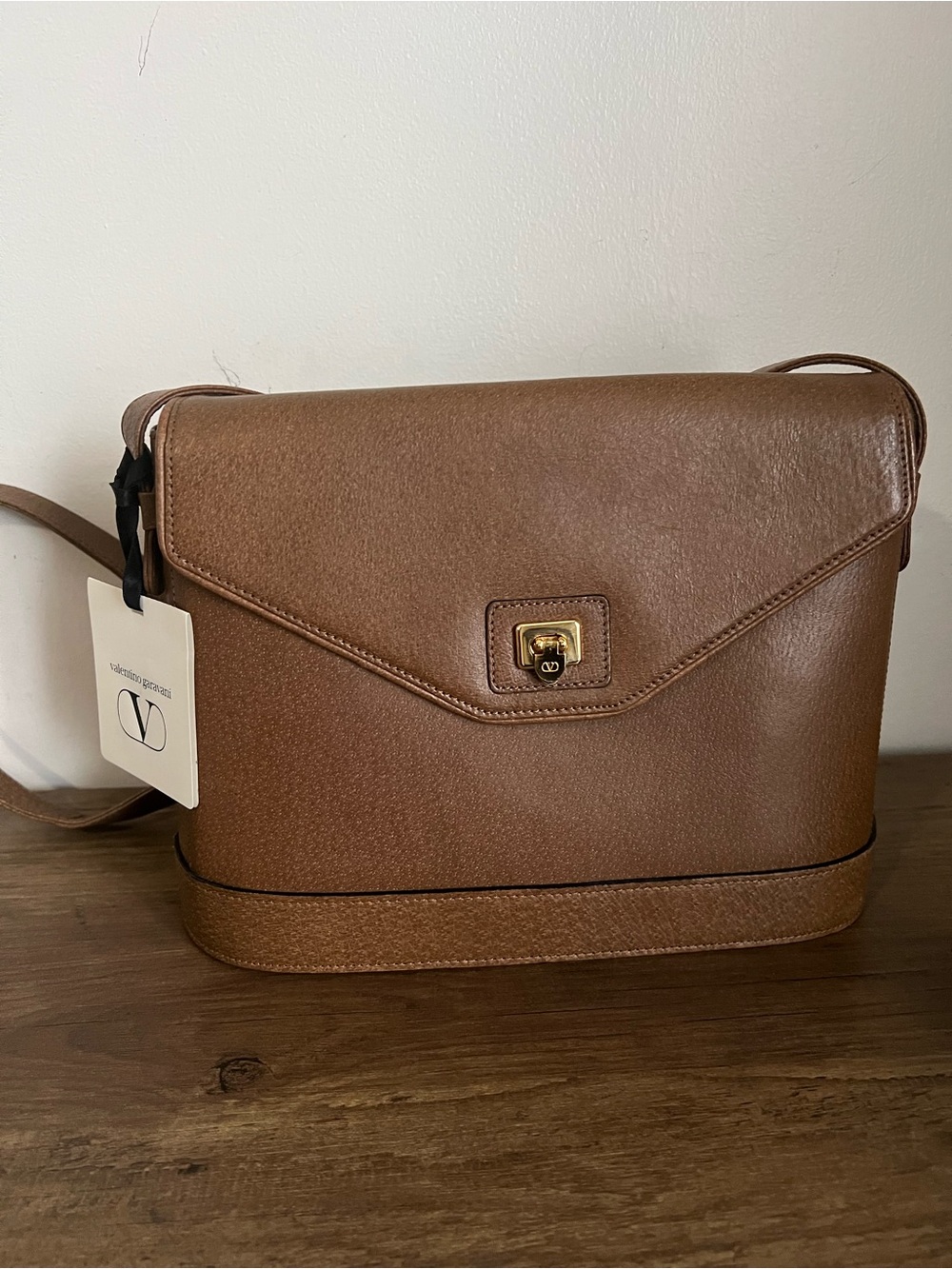 Valentino Garavani Vintage Brown Pebbled Leather Shoulder Bag